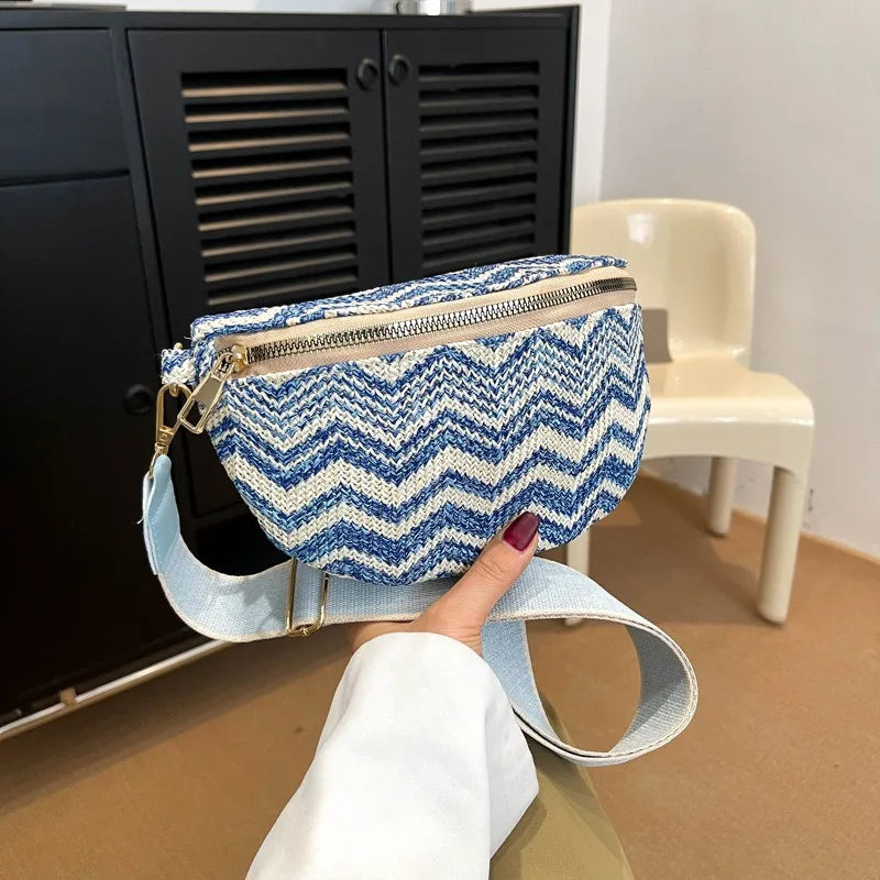 sac banane femme tendance à rayures ondulées