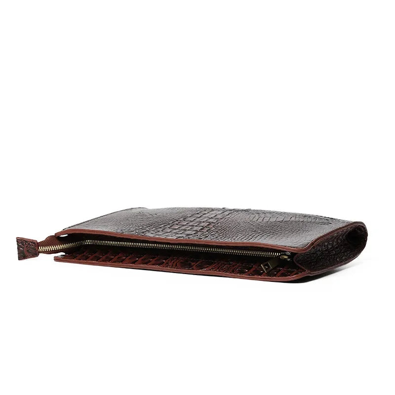 Pochette homme de luxe en cuir Noir-Marron-ShopGET® 