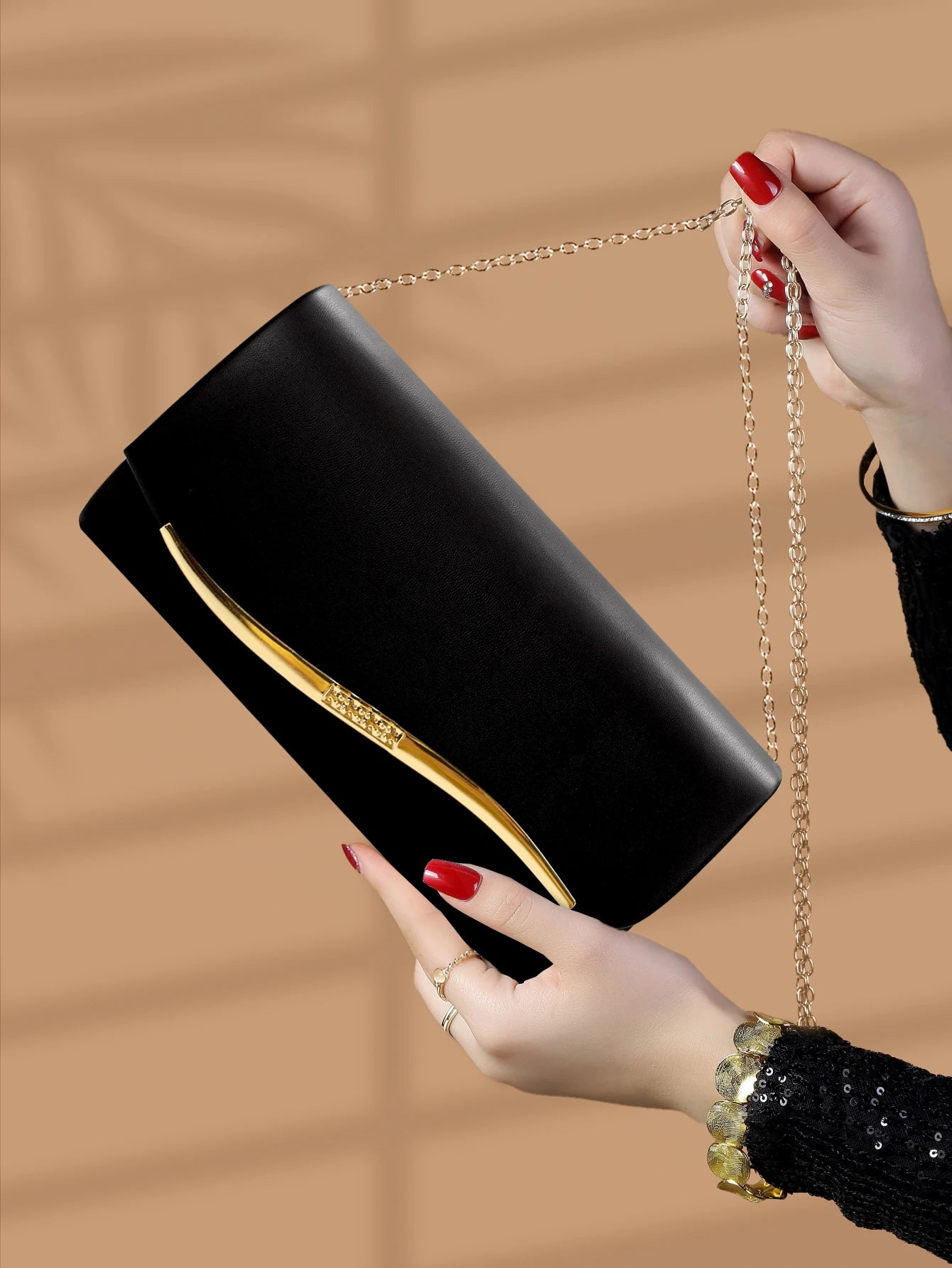 Pochette femme de luxe Blanc-Noir-Rouge-ShopGET® 