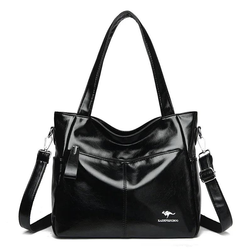 Sac cabas noir Leather kangourou à bandoulière Kaki-Gris-Noir-Bleu-Vert-Gris SB-Burgundy-Noir SB-Burgundy SB-Beige-Marron-ShopGET® 