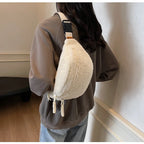 Grand sac banane velours pour femme