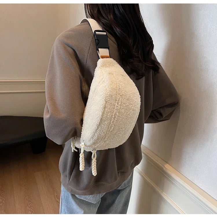 Grand sac banane velours pour femme