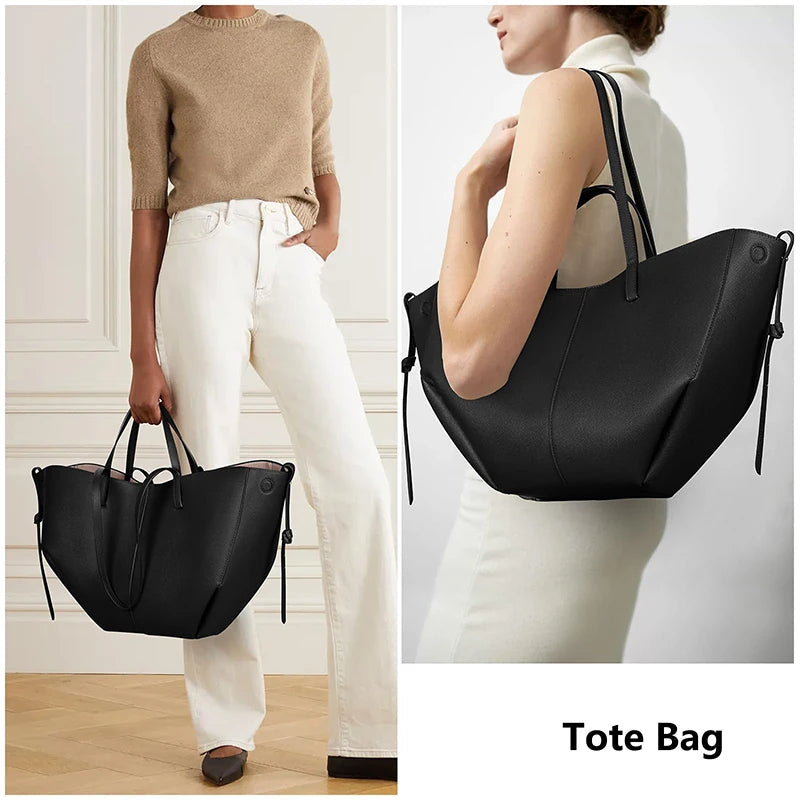 Sac cabas noir forme originale Marron Large-Noir Small-Marron Small-Noir Large-ShopGET® 