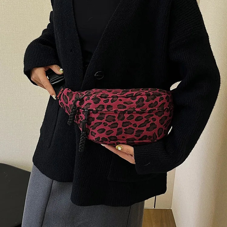 Sac banane léopard rose