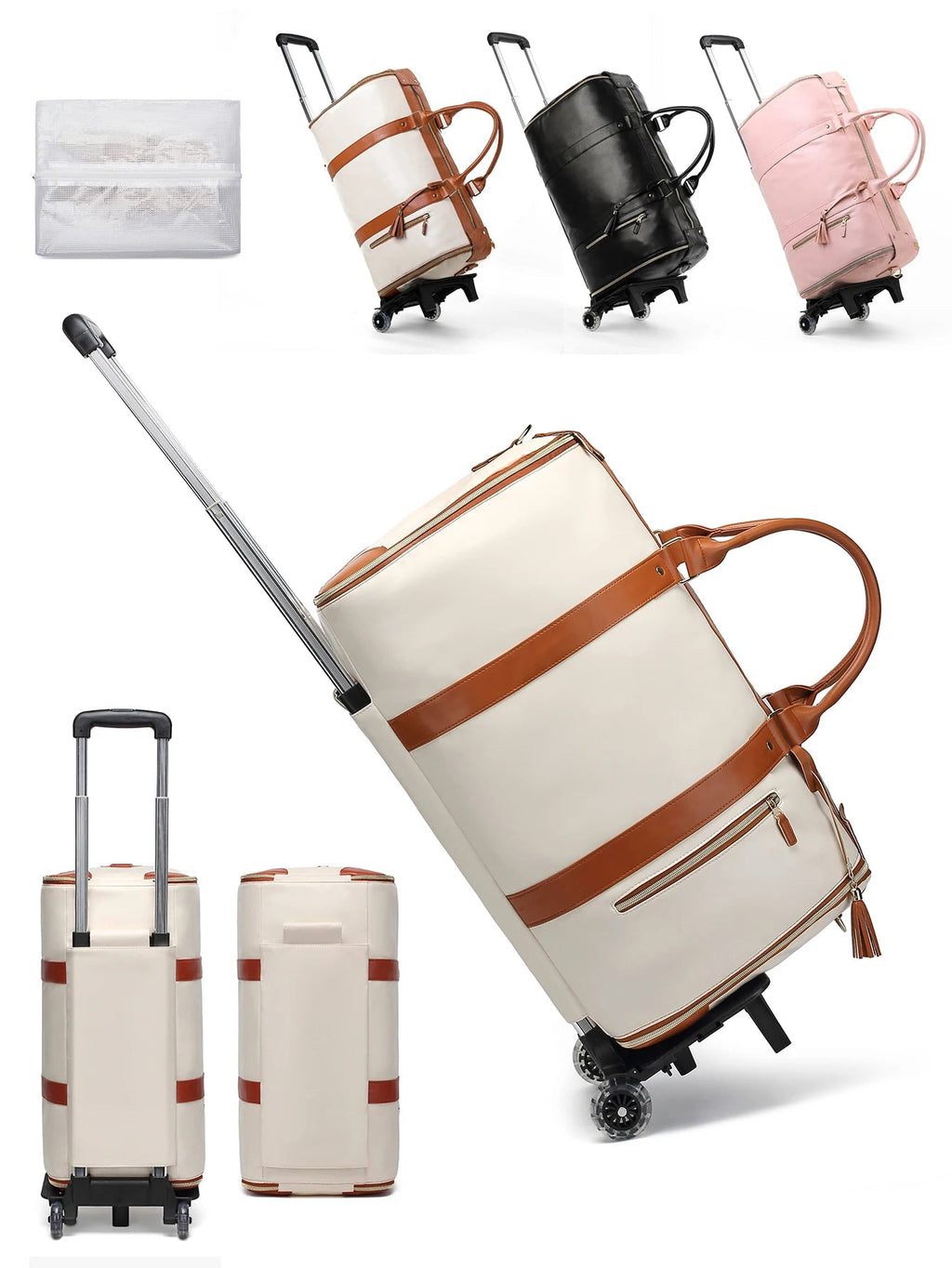 Sac weekend roulette pour femme Noir-Beige-ShopGET® 