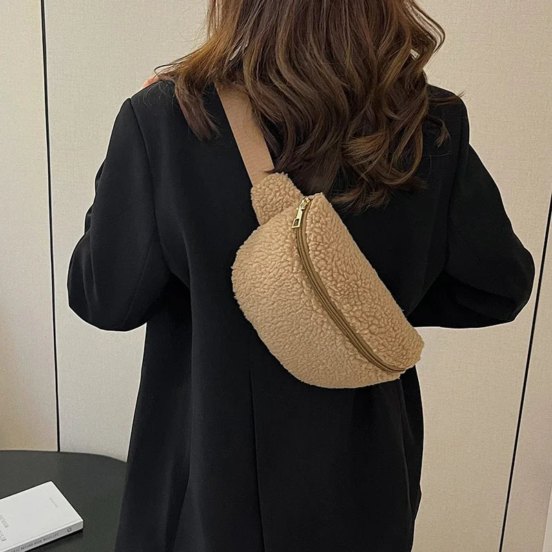 Sac banane velours moumoute de luxe