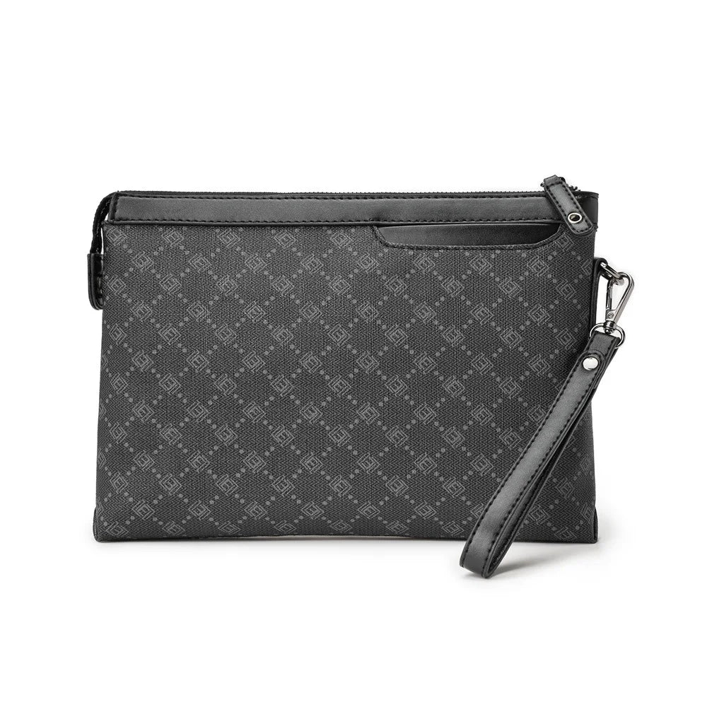 Petite pochette homme  luxe en plaid Noir-ShopGET® 