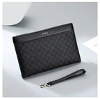 Pochette homme en cuir noir avec décoration plaid Noir-ShopGET® 