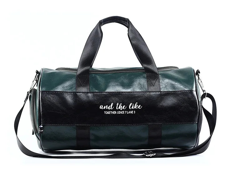 Sac polochon étanche en cuir Noir A-Noir B-Vert A-Noir Jaune-Vert B-ShopGET® 