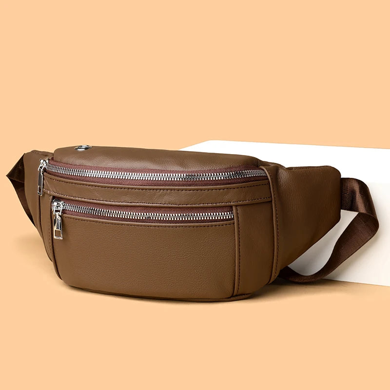 Sac banane cuir noir pour homme