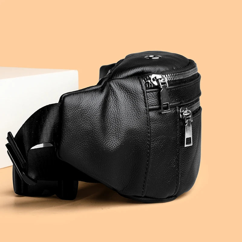 Sac banane cuir noir pour homme