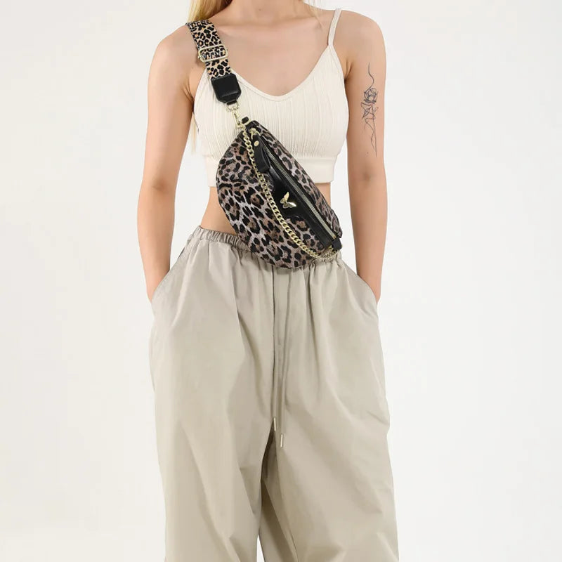 Sac banane léopard avec chaine