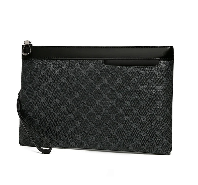 Pochette homme plaid en forme d'enveloppe Noir / 30cm x 19cm x 2cm-Noir / 27cm x 17cm x 2cm-ShopGET® 