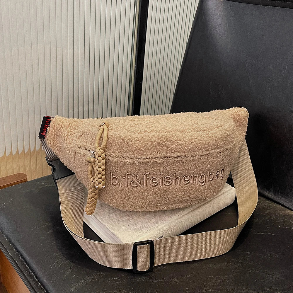 Sac banane velours côtelé rose femme