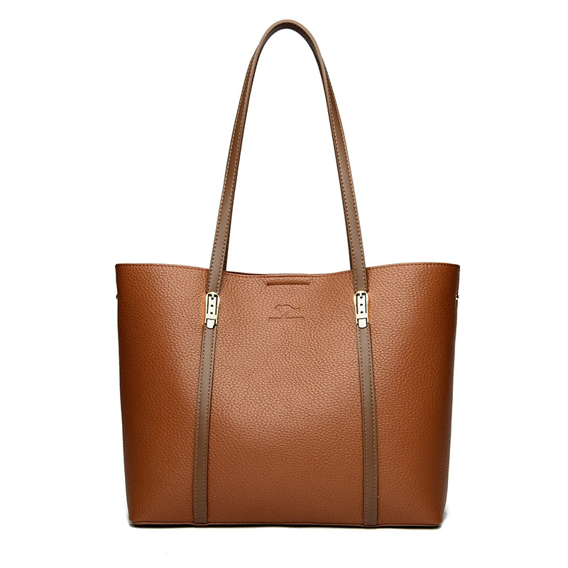 Sac cabas noir été cuir brillant Kaki-Gris-Apricot-Noir-Marron A-Marron B-ShopGET® 