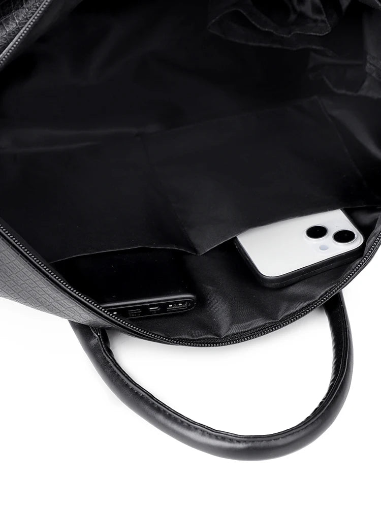 Sac weekend femme en cuir solide et premium Noir-ShopGET® 