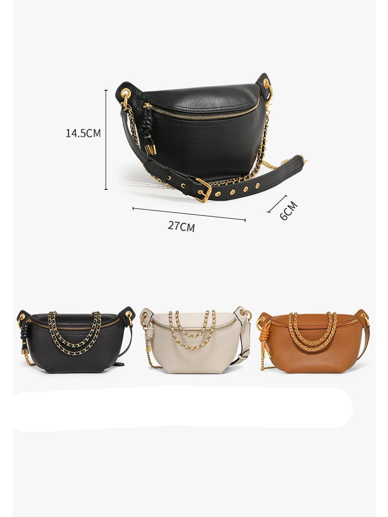 Sac banane en cuir marron authentique