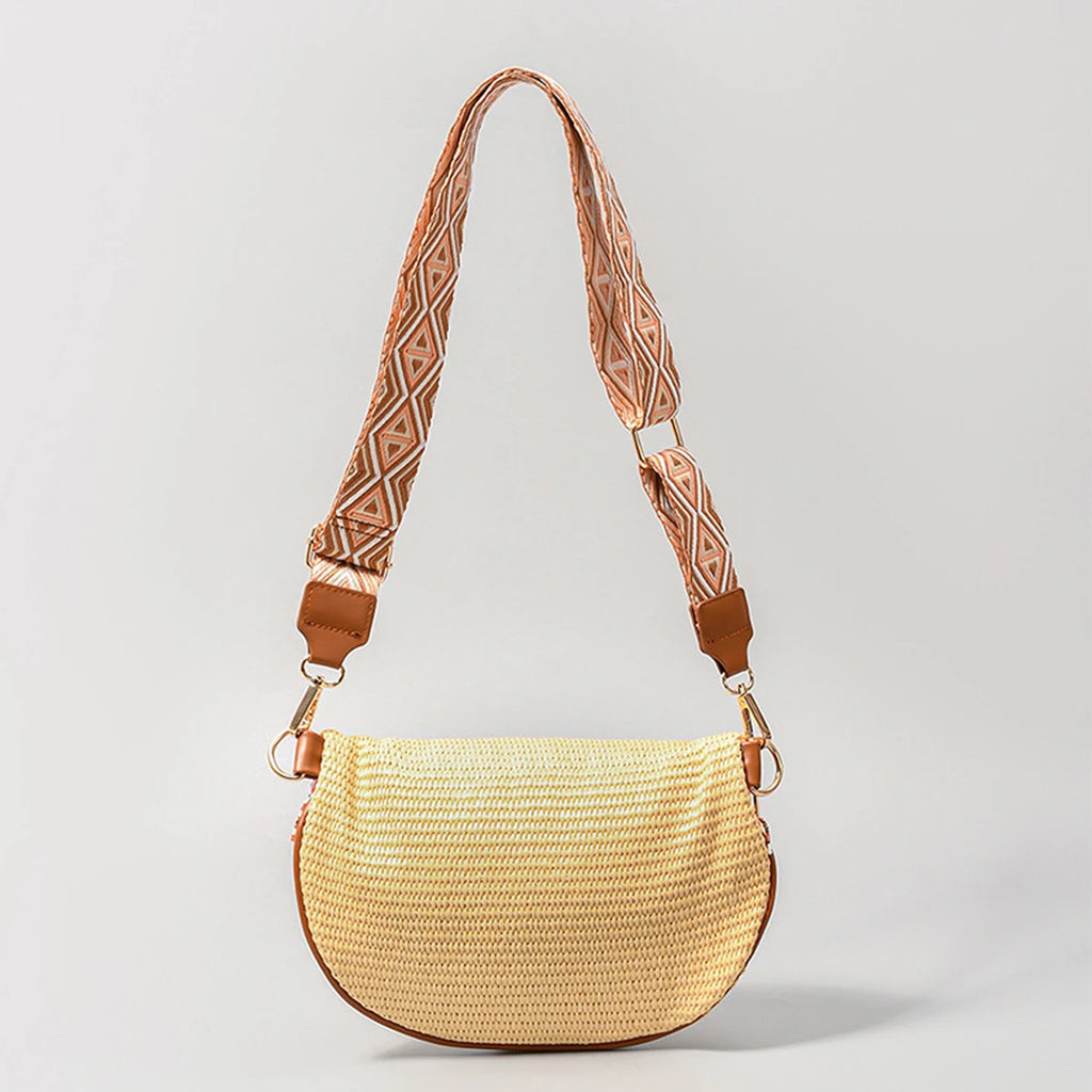 sac banane femme tendance de paille perlé