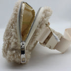 Sac banane velours côtelé beige femme