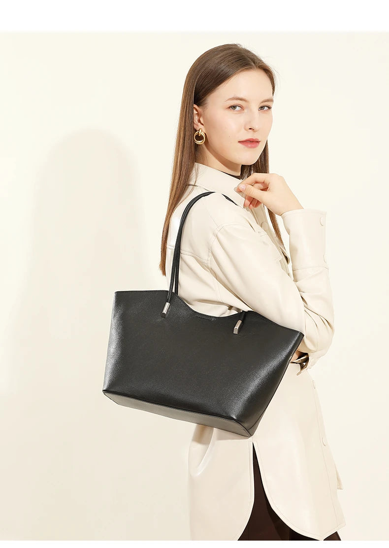 Sac cabas en cuir  souple femme Burgundy-Noir-Café-Marron-ShopGET® 