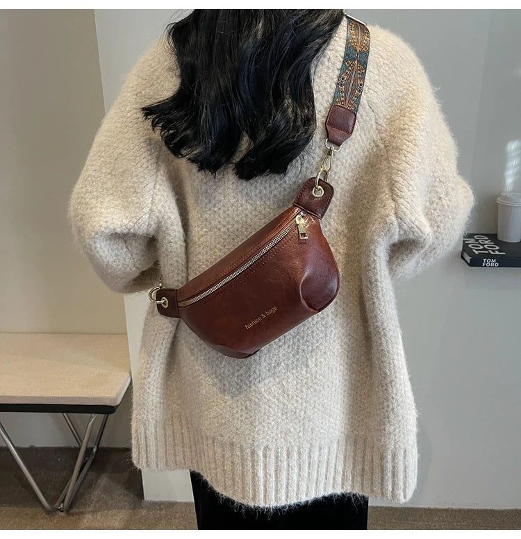 Sac banane en cuir artificiel femme
