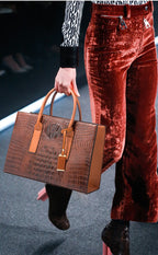 Sac cabas noir traveasy Vintage en cuir Marron-Noir-Rouge-ShopGET® 