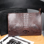 Pochette homme de luxe en cuir Noir-Marron-ShopGET® 