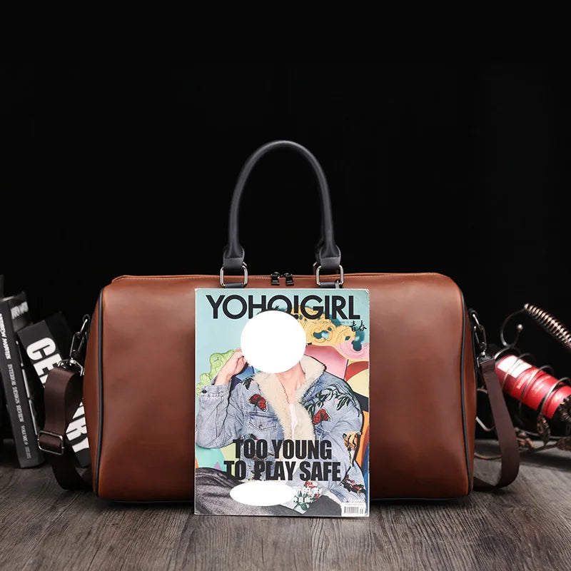 Sac weekend en cuir pour femme à bandoulière Marron / OFFERTE-ShopGET® 