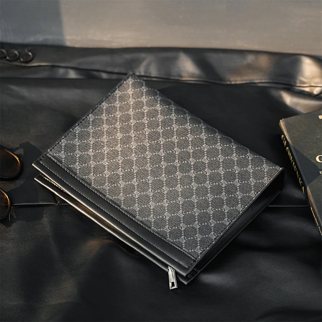 Pochette homme vintage cuir simple Noir / 26 x 5 x 19cm-ShopGET® 