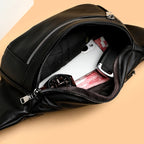 Sac banane cuir noir pour homme