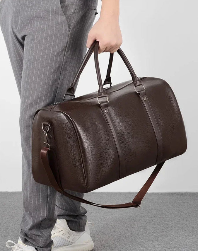 Sac weekend homme cuir marron Marron-Noir-ShopGET® 