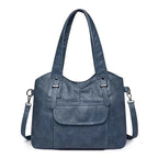 Sac cabas femme en cuir avec bandoulière Bleu-Kaki-Pourpre-Marron-Noir-Vin rouge-ShopGET® 
