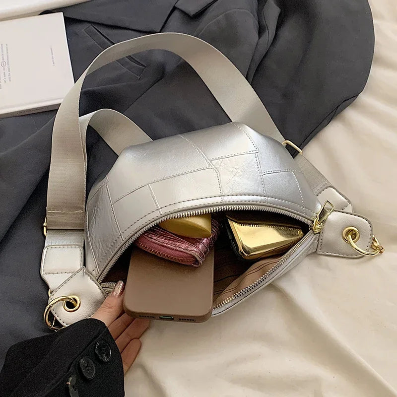 Sac banane en cuir argent femme