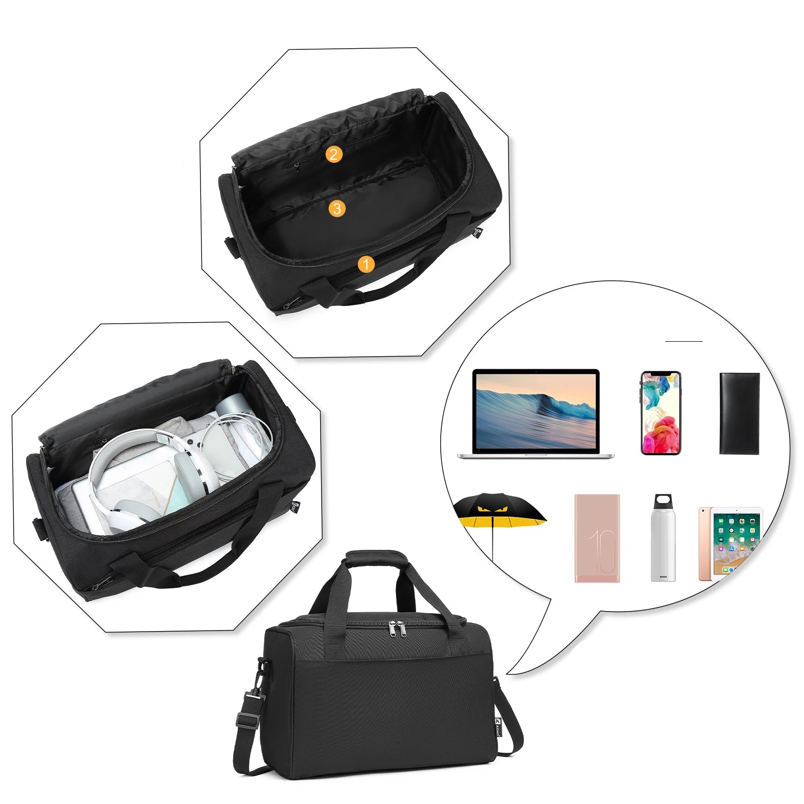 Sac weekend pour homme courte séjour Noir / OFFERTE-Gris / OFFERTE-Bleu A / OFFERTE-Marron / OFFERTE-Bleu B / OFFERTE-Rouge / OFFERTE-Rose / OFFERTE-Multicolore / OFFERTE-ShopGET® 