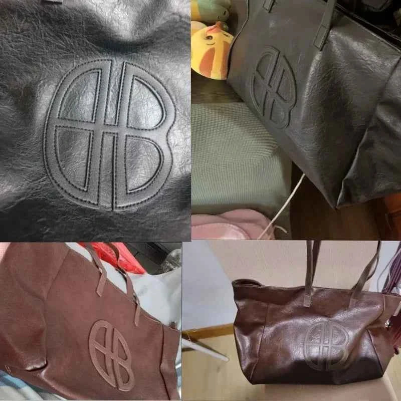 Gros sac cabas femme Marron-Noir-ShopGET® 