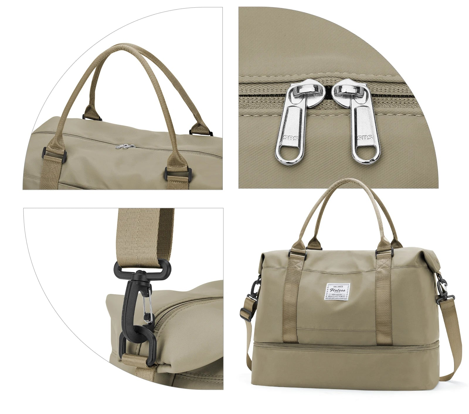 Sac weekend homme de voyage Beige-Rose-Kaki-Bleu-Noir-ShopGET® 