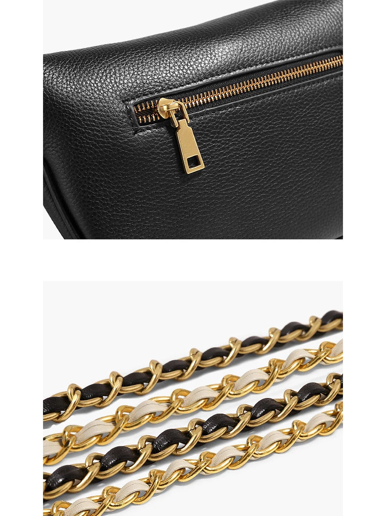 Sac banane en cuir marron authentique