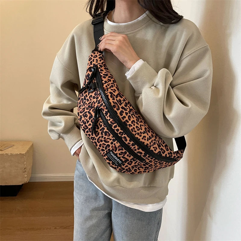 Sac banane léopard anti-vol en toile