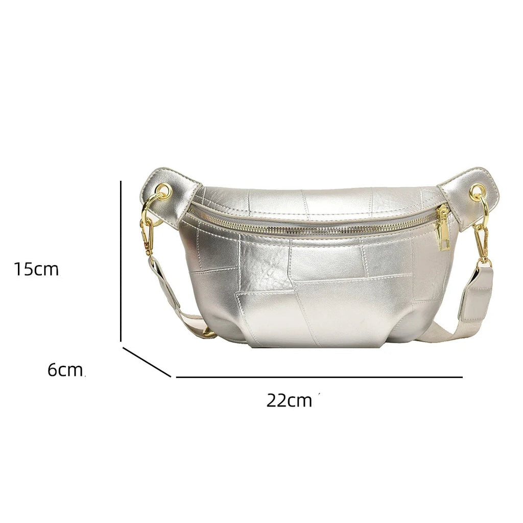 Sac banane en cuir argent femme