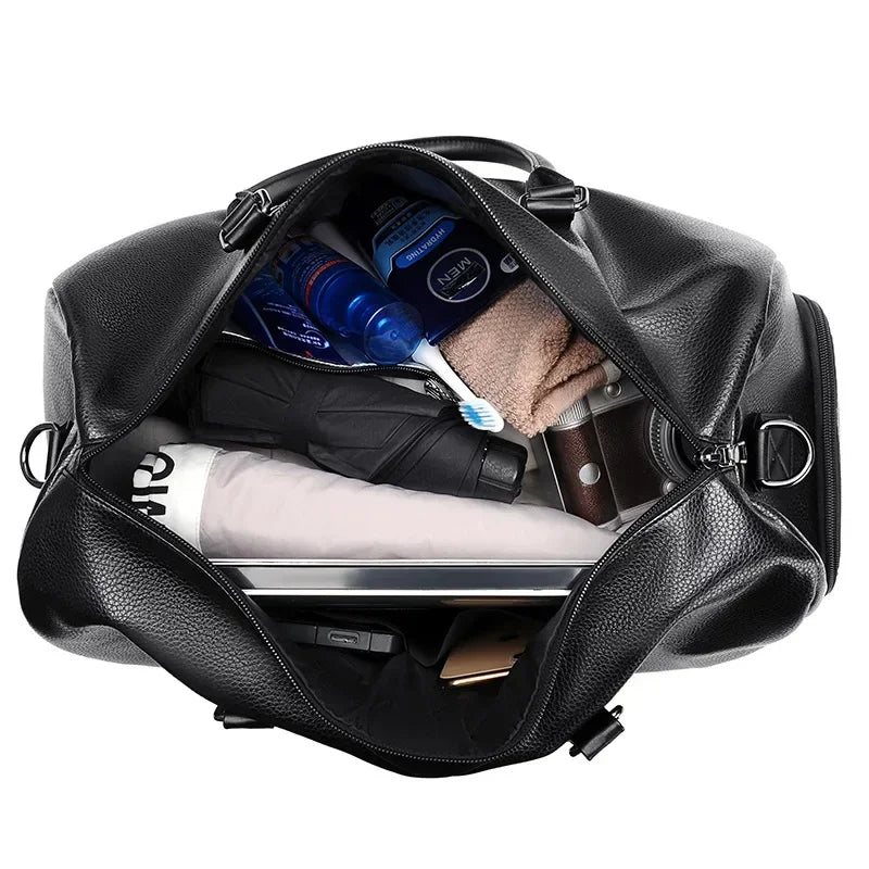 Sac weekend homme cuir marron Marron-Noir-ShopGET® 