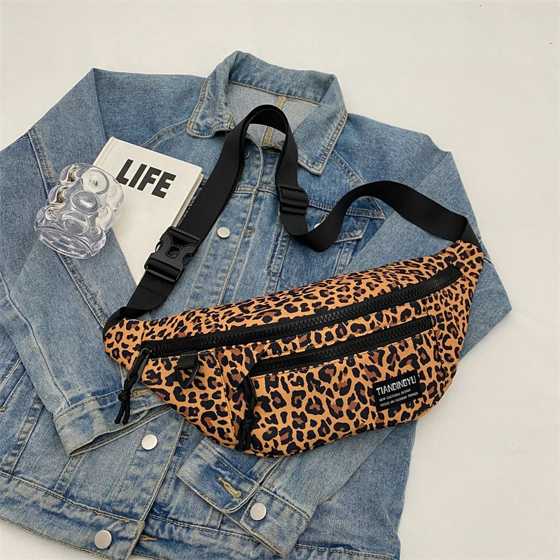 Sac banane léopard anti-vol en toile