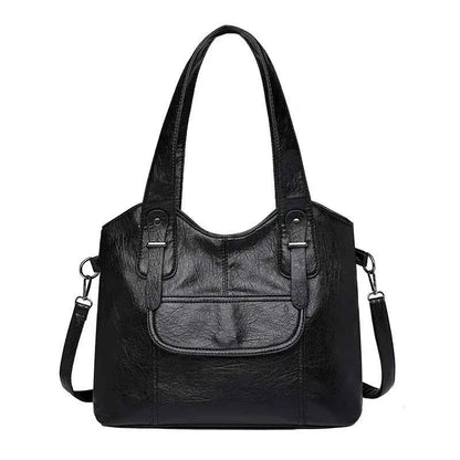 Sac cabas femme en cuir avec bandoulière Bleu-Kaki-Pourpre-Marron-Noir-Vin rouge-ShopGET® 