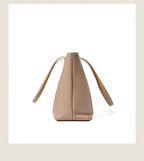 Sac cabas en cuir grand et simple Marron-Gris-ShopGET® 