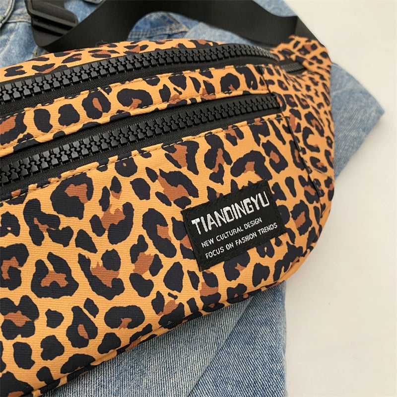 Sac banane léopard anti-vol en toile