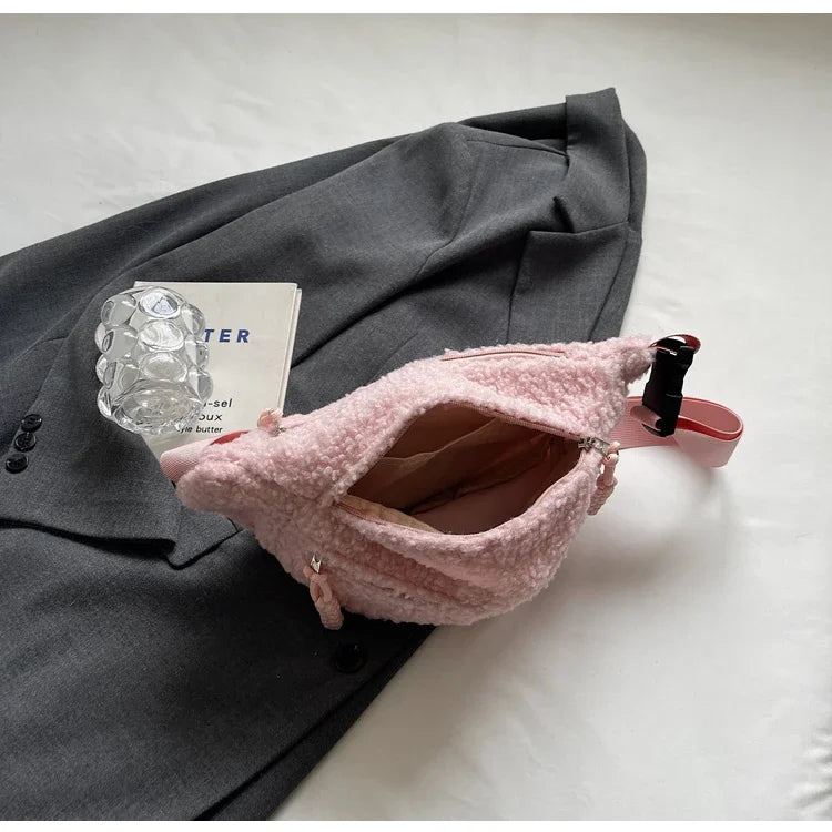 Grand sac banane velours pour femme