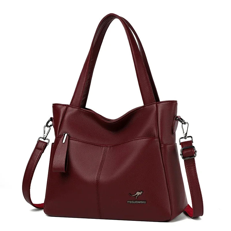 Sac cabas noir Leather kangourou à bandoulière Kaki-Gris-Noir-Bleu-Vert-Gris SB-Burgundy-Noir SB-Burgundy SB-Beige-Marron-ShopGET® 