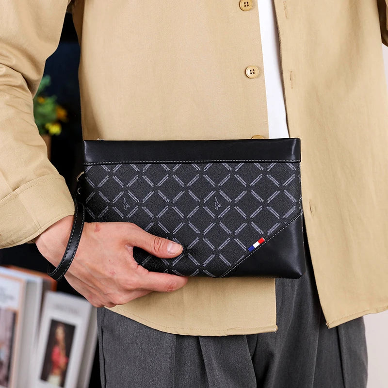 Pochette homme à décor géométrique 27cmX16.5cmX3cm-ShopGET® 