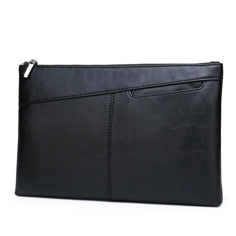 Pochette homme en cuir idéal pour VIP party Noir / 30cm x 19cm x 2cm-Noir / 27cm x 17cm x 2cm-ShopGET® 
