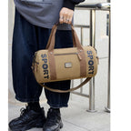 Sac polochon en toile kaki-Marron-Noir-ShopGET® 