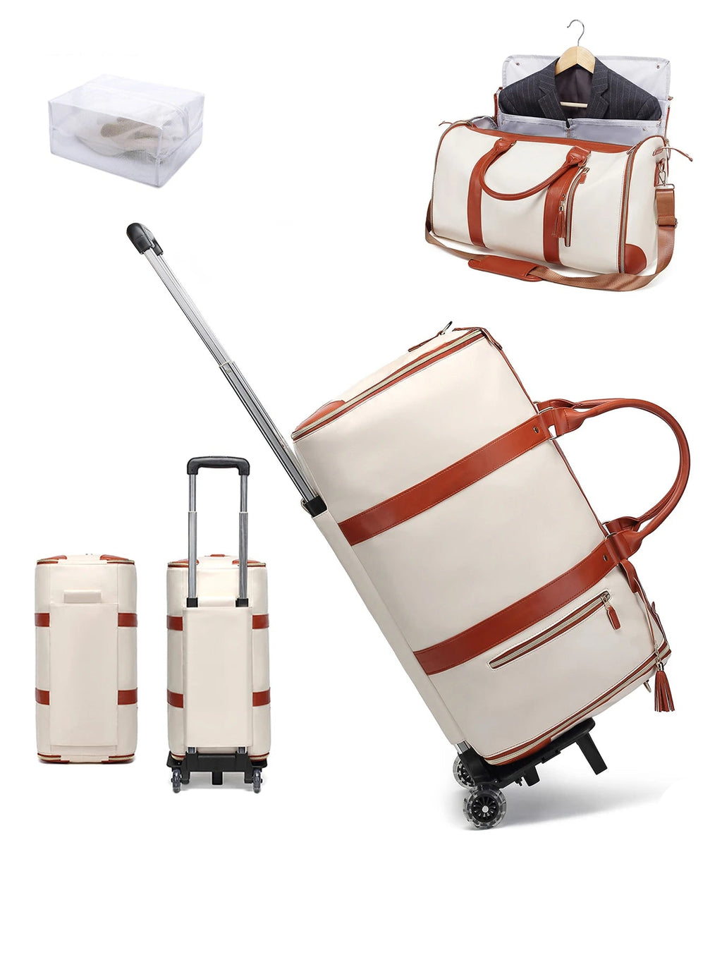 Sac weekend roulette pour femme Noir-Beige-ShopGET® 